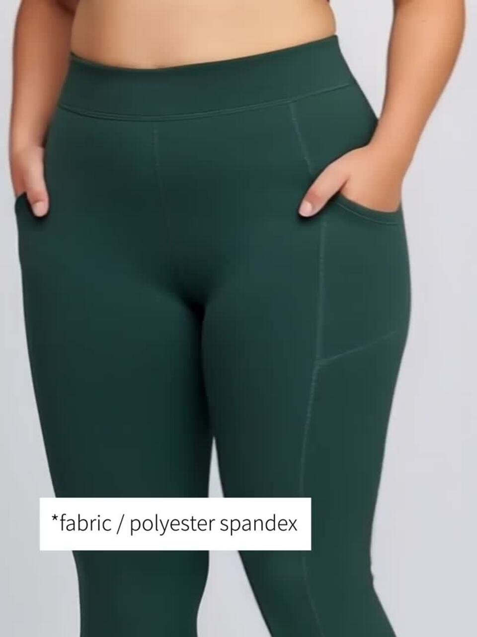 Women Plus Size Yoga Training Tights With Side Pockets - Image 3
