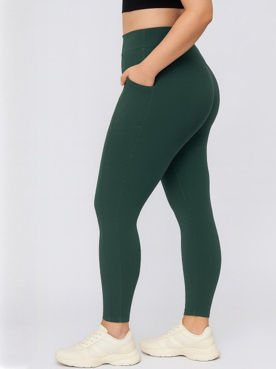 Women Plus Size Yoga Training Tights With Side Pockets - Image 4