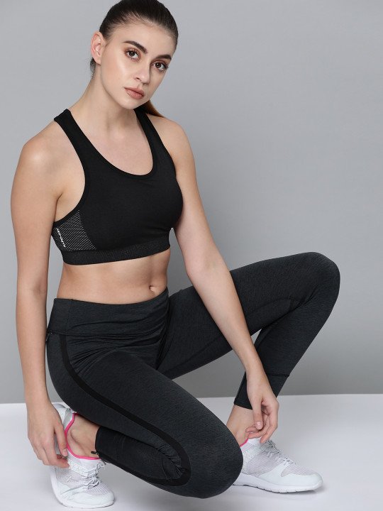 Black Solid Light Support Seamless Rapid Dry Yoga Sports Bra