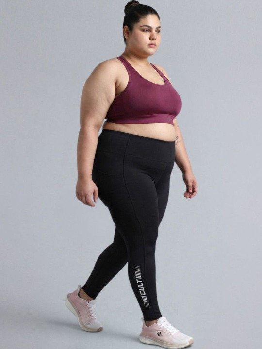 Women's Maroon Racer Back Hook Running High Support Plus Size Sports Bra - Image 2