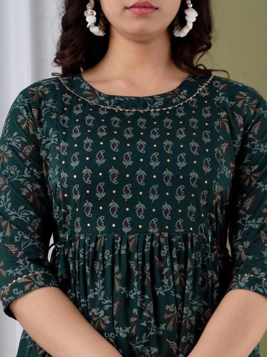 Floral Printed Maternity A-Line Midi Ethnic Dress - Image 4