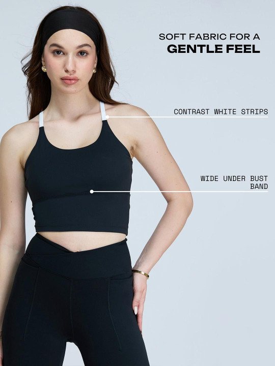 Black Cross Back Sports Bra - Image 4