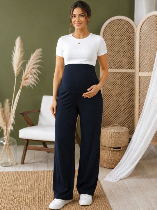 Women Cotton High-Rise Maternity Trackpants