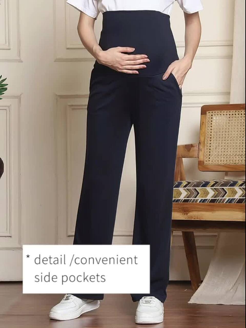 Women Cotton High-Rise Maternity Trackpants - Image 3