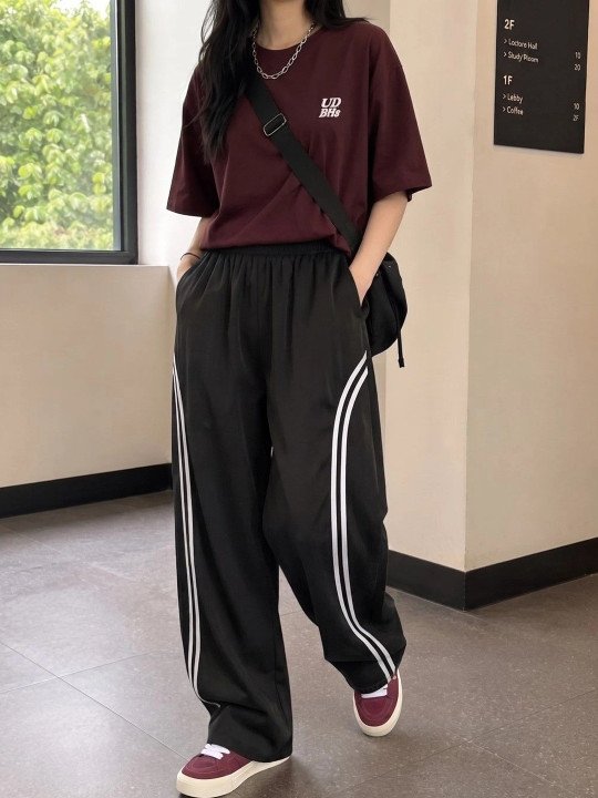 Women Striped No Fly Trousers