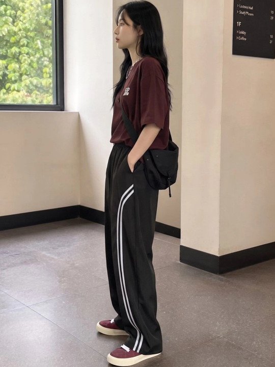 Women Striped No Fly Trousers - Image 2