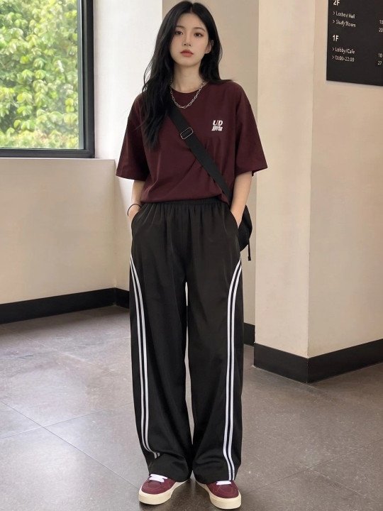 Women Striped No Fly Trousers - Image 3