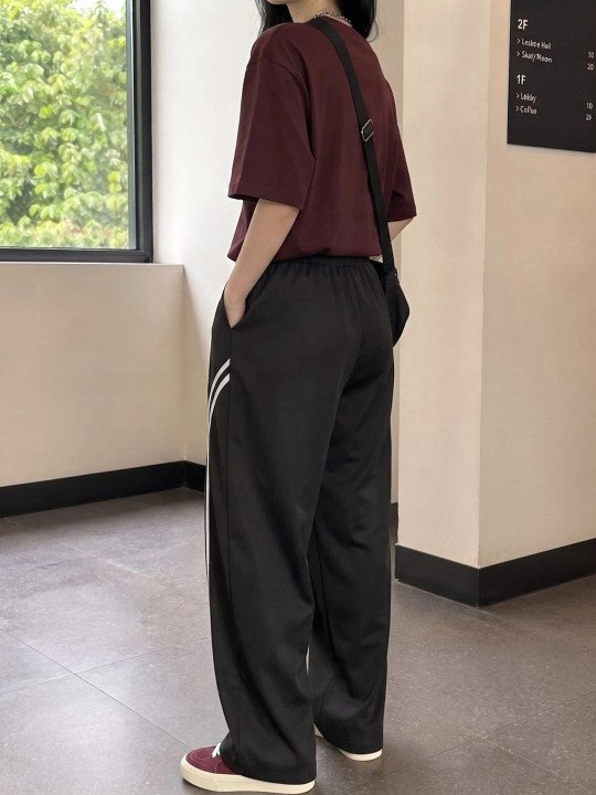 Women Striped No Fly Trousers - Image 4