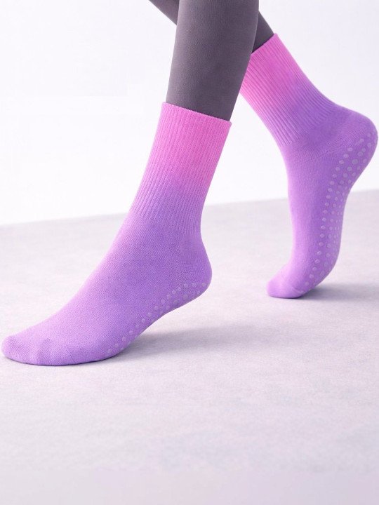 Women Crew Length Grip Socks for Yoga & Pilates