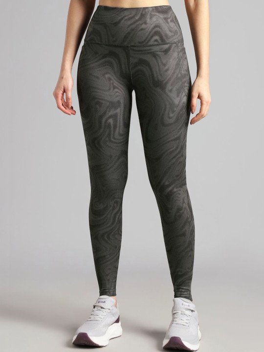 Women's Dark Grey Printed Train All Day COMFlex Tights