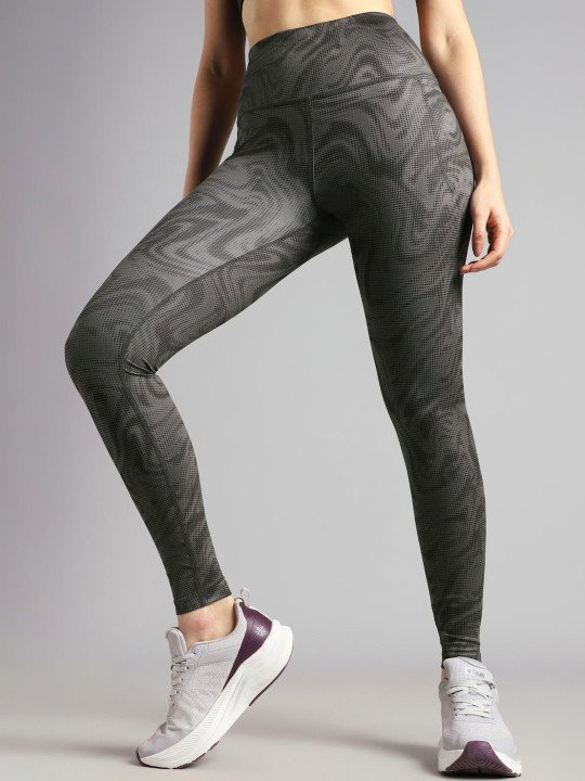 Women's Dark Grey Printed Train All Day COMFlex Tights - Image 2