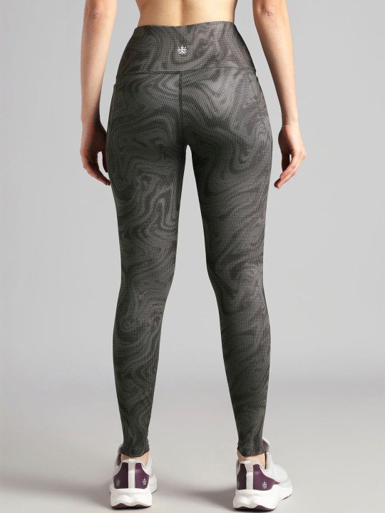 Women's Dark Grey Printed Train All Day COMFlex Tights - Image 3