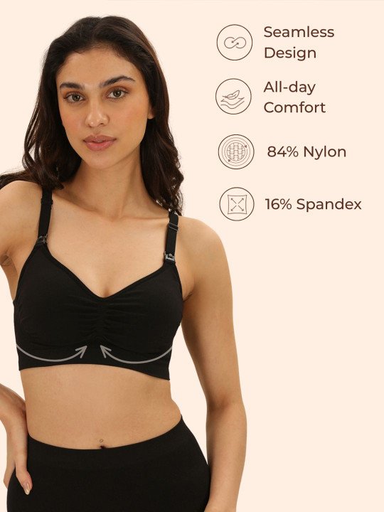 Women Padded Non Wired Maternity Bra With Adjustable Straps & Nursing Access - Image 2