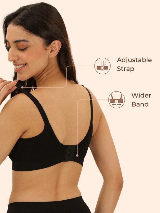 Women Padded Non Wired Maternity Bra With Adjustable Straps & Nursing Access - Image 4