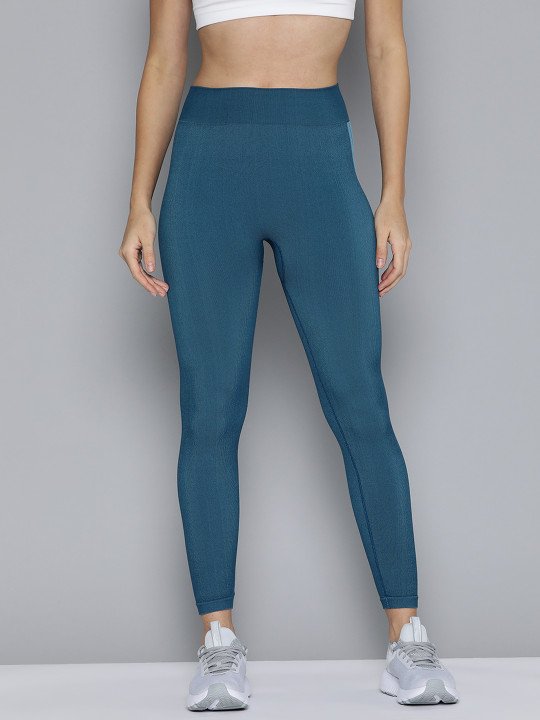 HRX By Hrithik Roshan Printed Antimicrobial Seamless Reflective Running Tights - Image 2