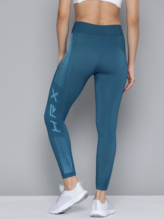 HRX By Hrithik Roshan Printed Antimicrobial Seamless Reflective Running Tights - Image 4