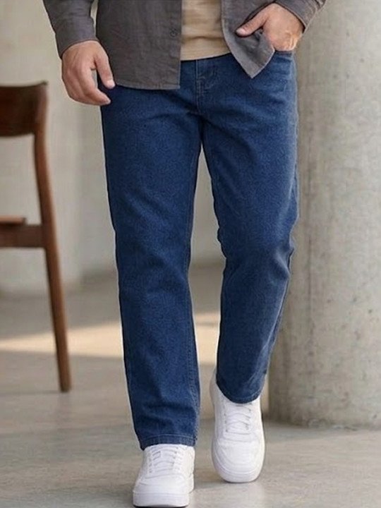 Men Blue Stretchable Regular Fit Solid Jeans