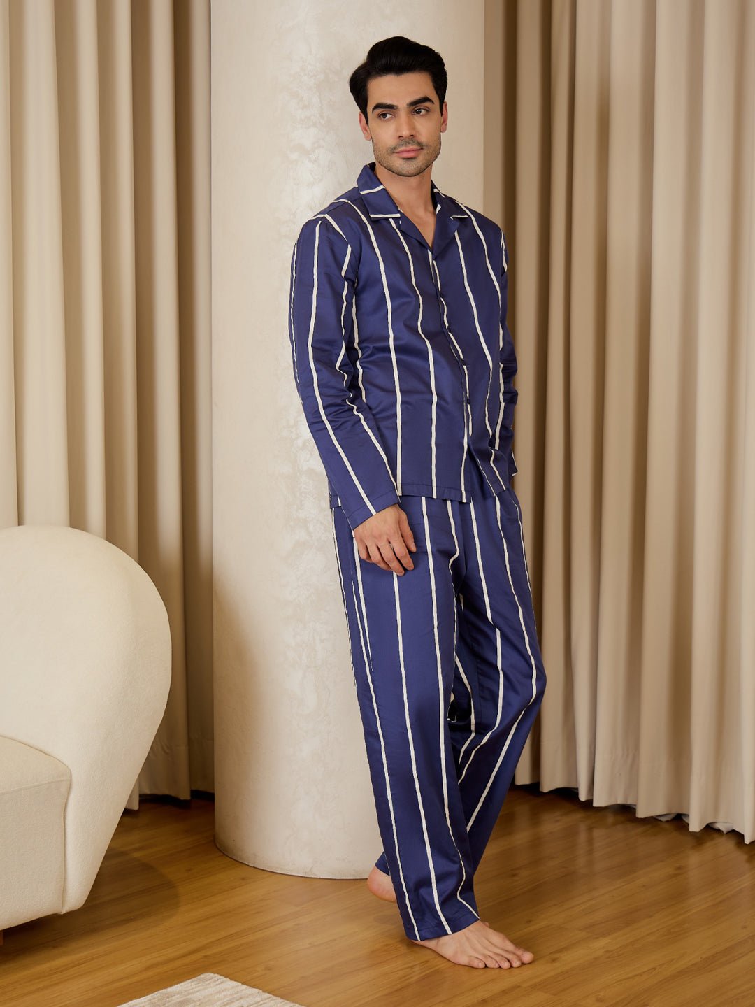 Vivid Stripe Piping Pyjama Set