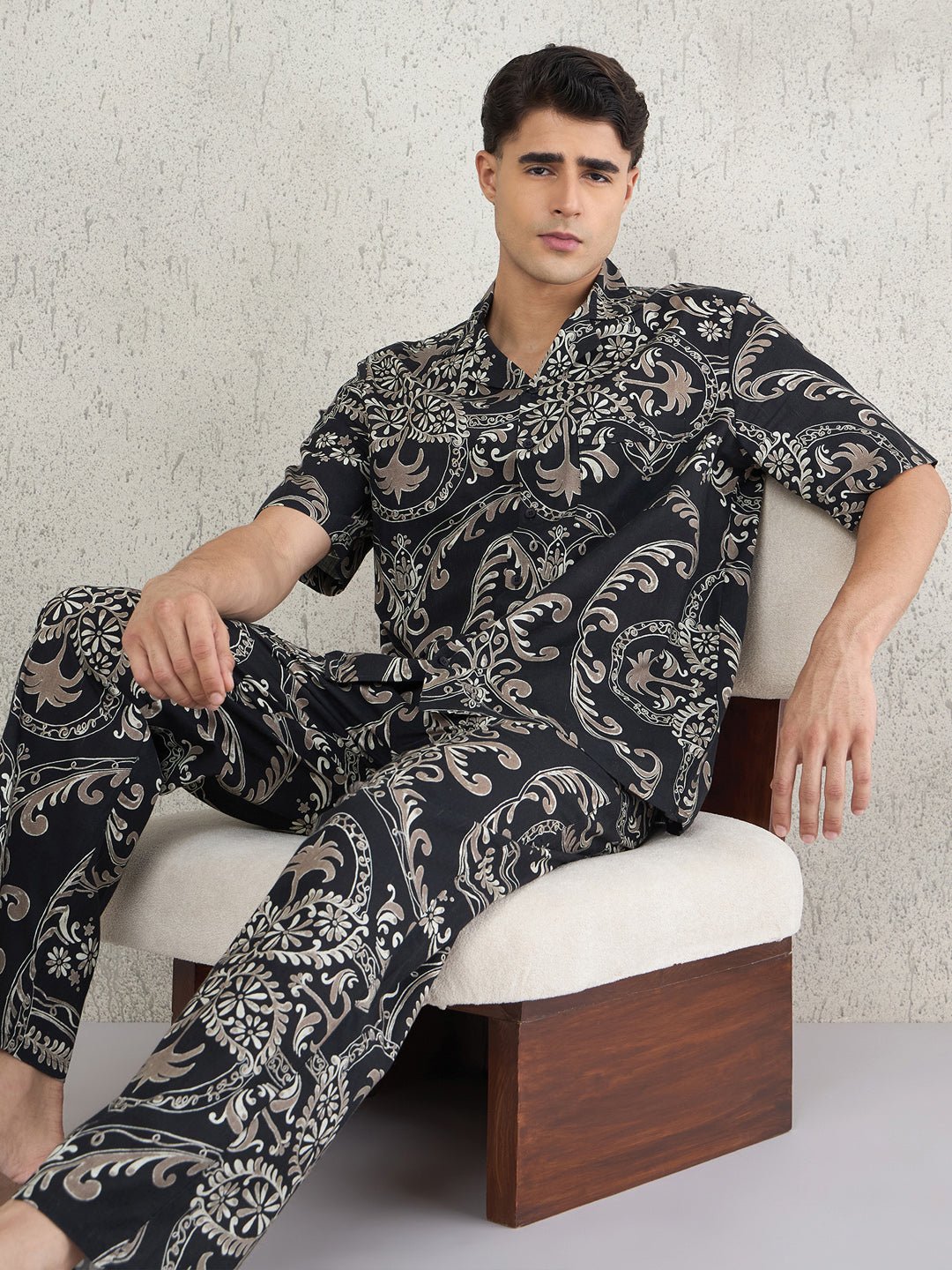 Ornate Scroll Button Down Pyjama Set - Image 3