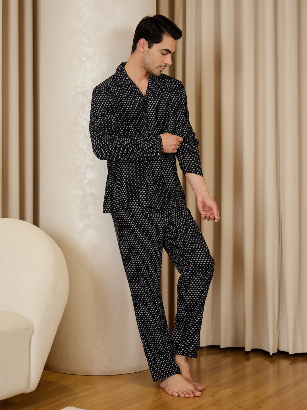 Micro Wave Button Down Pyjama Set
