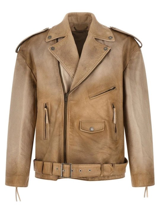 Beige Solid Notched Lapel Jacket - Image 4
