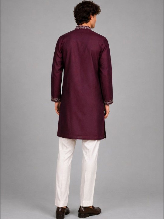 Men Embroidered Thread Work Kurta - Image 4