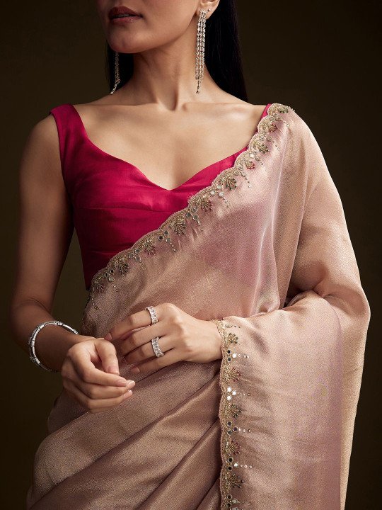 Embellished Zari Tissue Heavy Work Saree