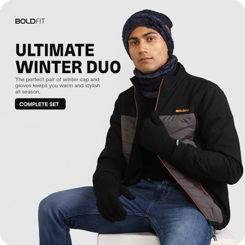 Boldfit Woolen Winter Cap for Women & Men in Winter for Thermal Wear Stylish Soft Caps for Boys & Girls for Warm Wear Head hat Garam Topaa cap's Breathable Lightweight Windproof with hand gloves - Image 3