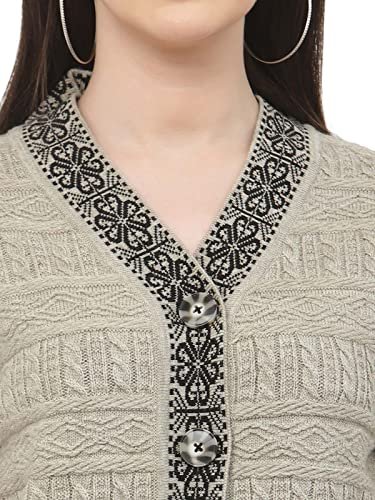 Kalt Women Sweater for Winter Woolen Acrylic Full Sleeves V-Neck Cable Design Cardigan Sweater for Women Winter Woollen Stylish - Image 4