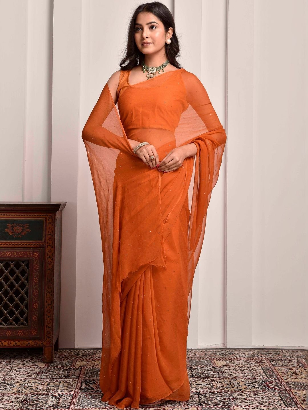 Mukaish Pure Chiffon Designer Saree - Image 2