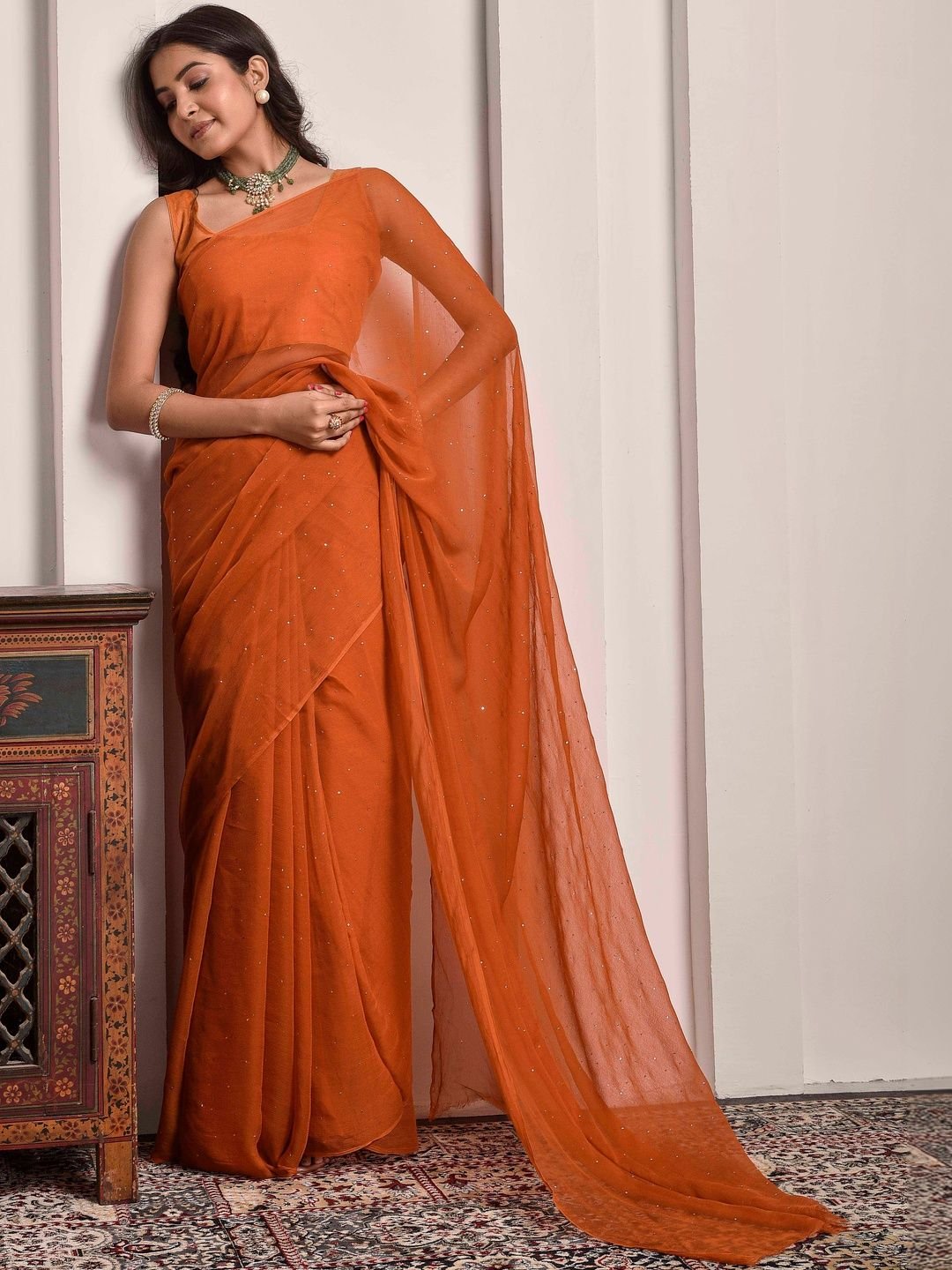 Mukaish Pure Chiffon Designer Saree - Image 3