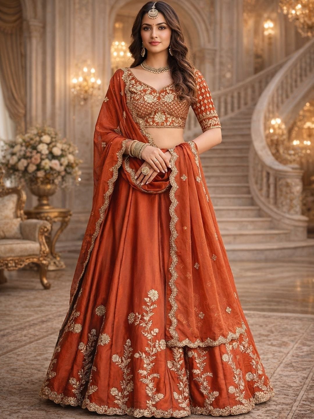 Embellished Semi-Stitched Lehenga & Blouse With Dupatta