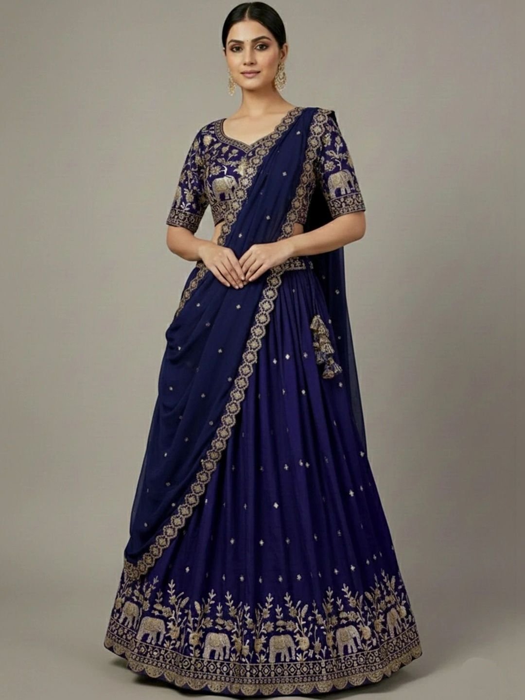 all about you Embroidered Semi-Stitched Lehenga & Blouse With Dupatta