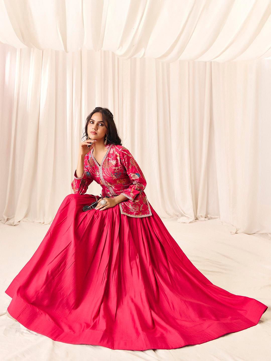 Embroidered Ready To Wear Gotta Patti Lehenga & Choli
