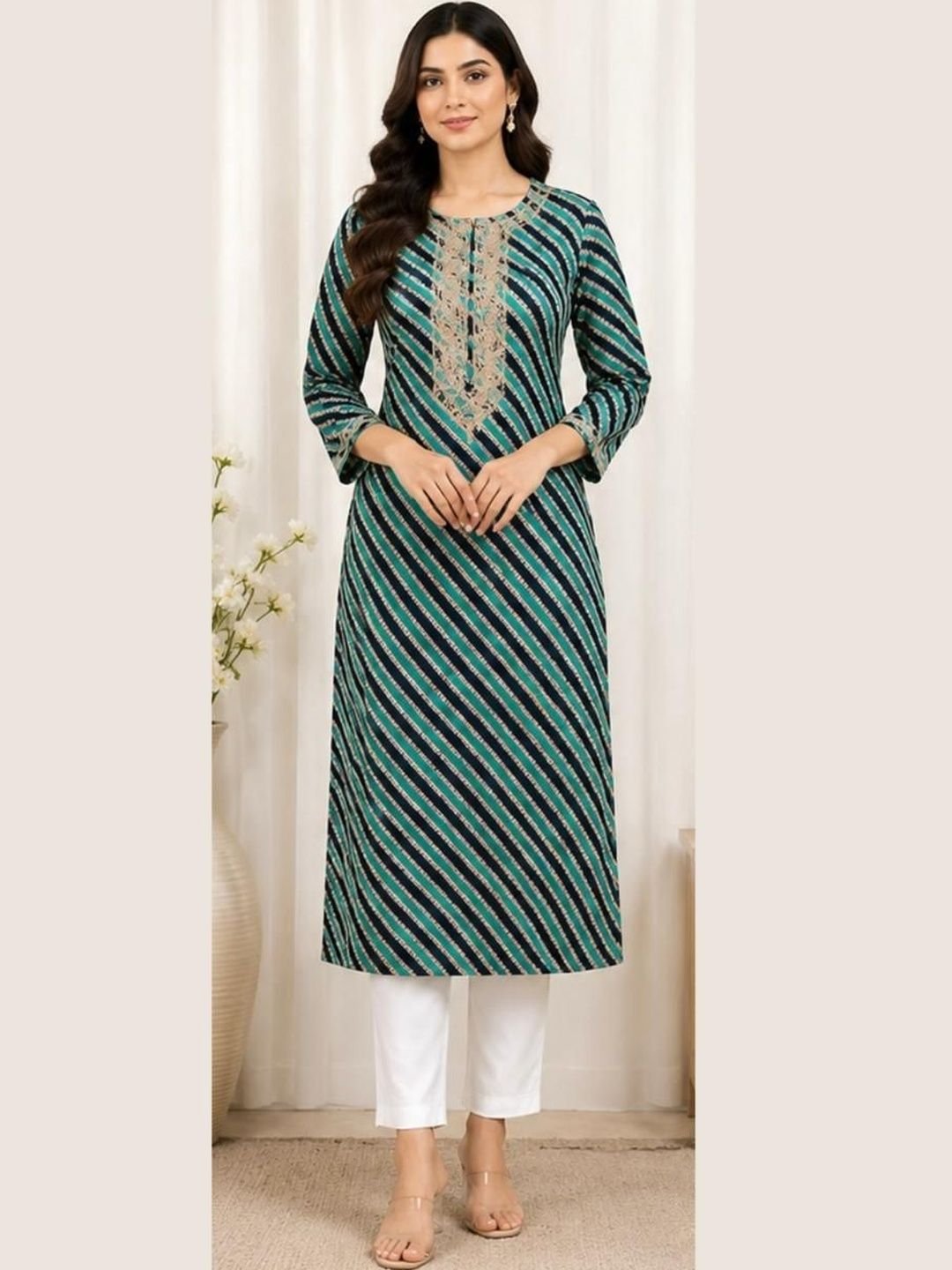 The Ghilaf Store Printed Thread Work Thread Work Kurti