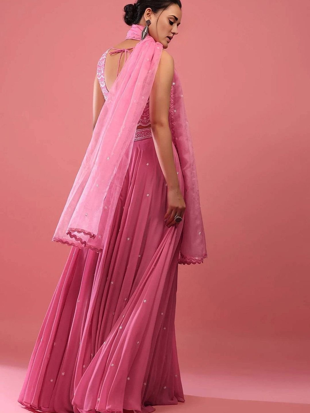 NEEL ART Embroidered Sequinned Semi-Stitched Lehenga & Unstitched Blouse With Dupatta - Image 4