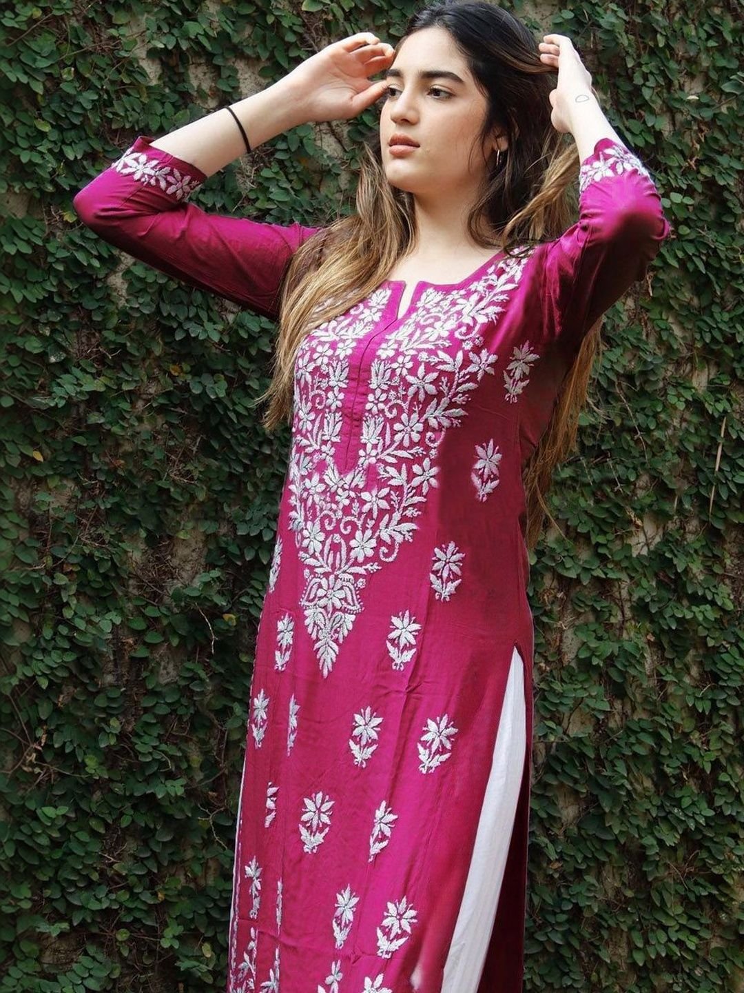 JBTEX Ethnic Motifs Embroidered Chikankari Chikankari Kurti