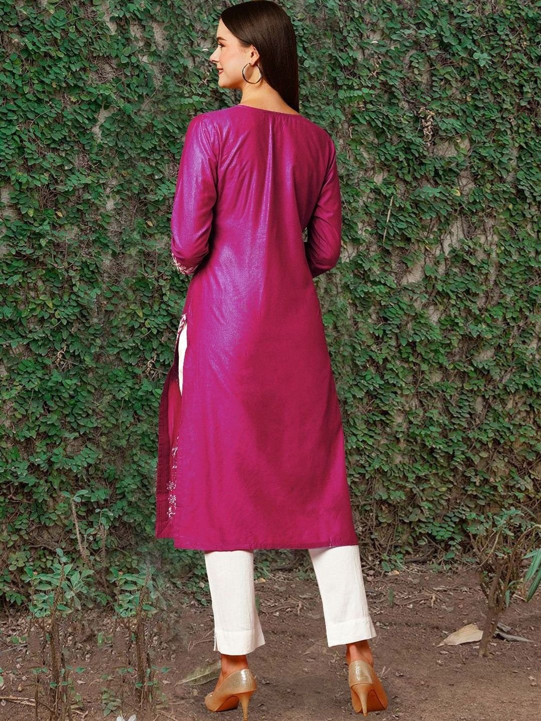JBTEX Ethnic Motifs Embroidered Chikankari Chikankari Kurti - Image 2