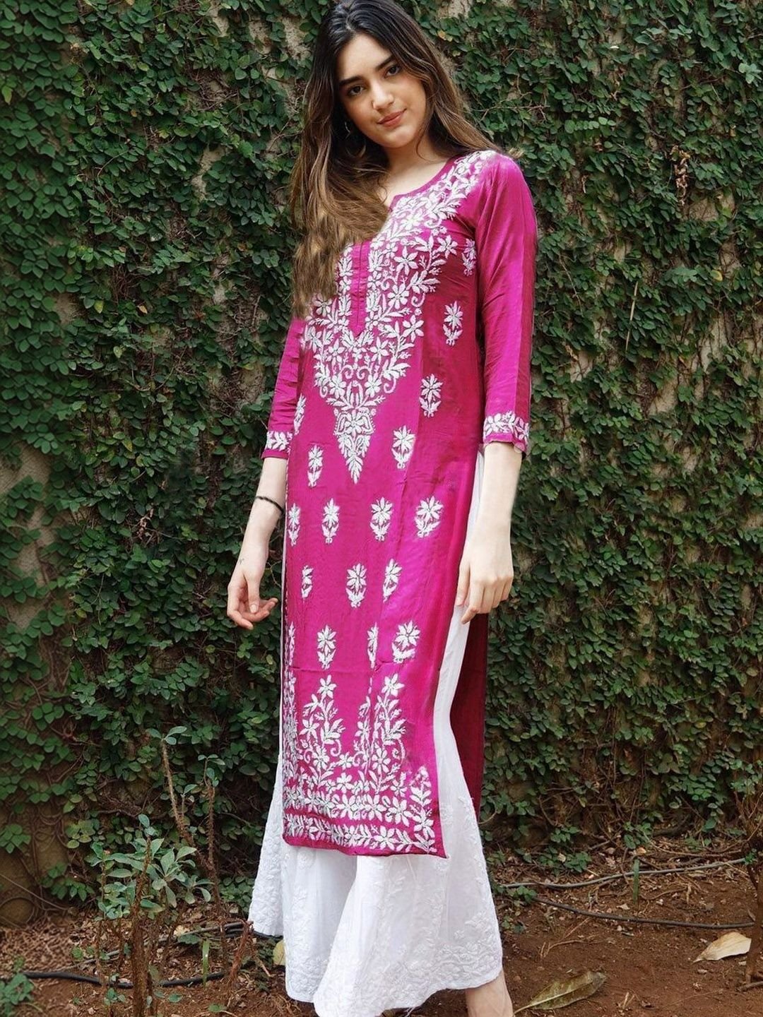 JBTEX Ethnic Motifs Embroidered Chikankari Chikankari Kurti - Image 3