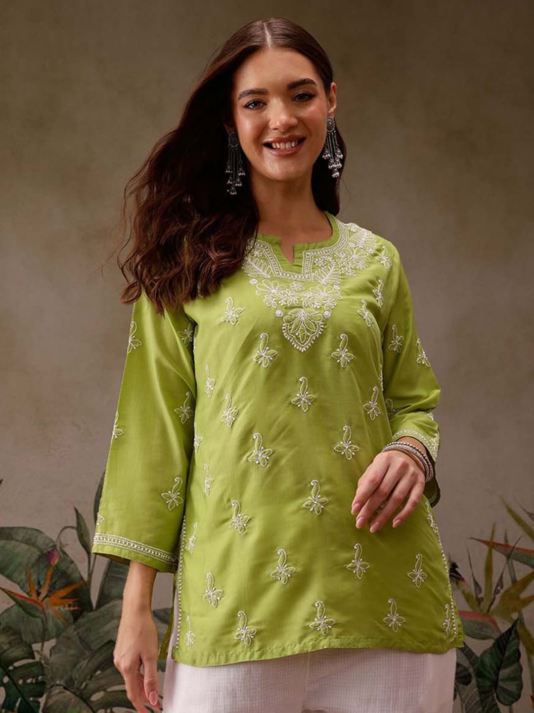ADA Women Ethnic Motifs Embroidered Chikankari Kurti - Image 2