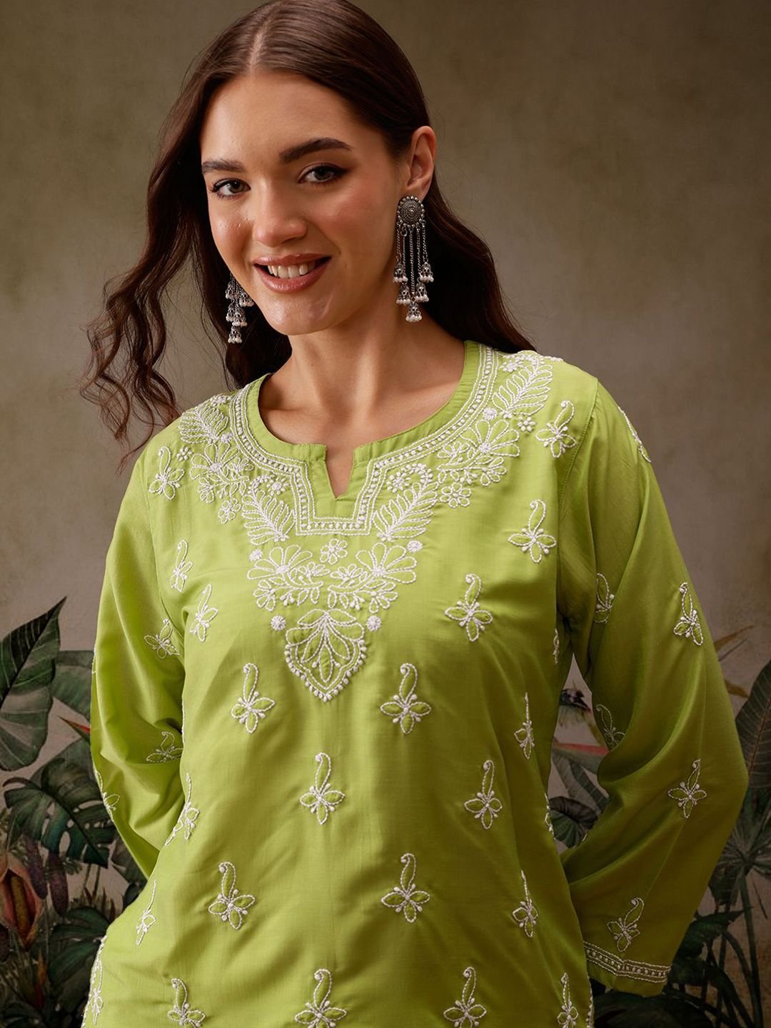 ADA Women Ethnic Motifs Embroidered Chikankari Kurti - Image 3