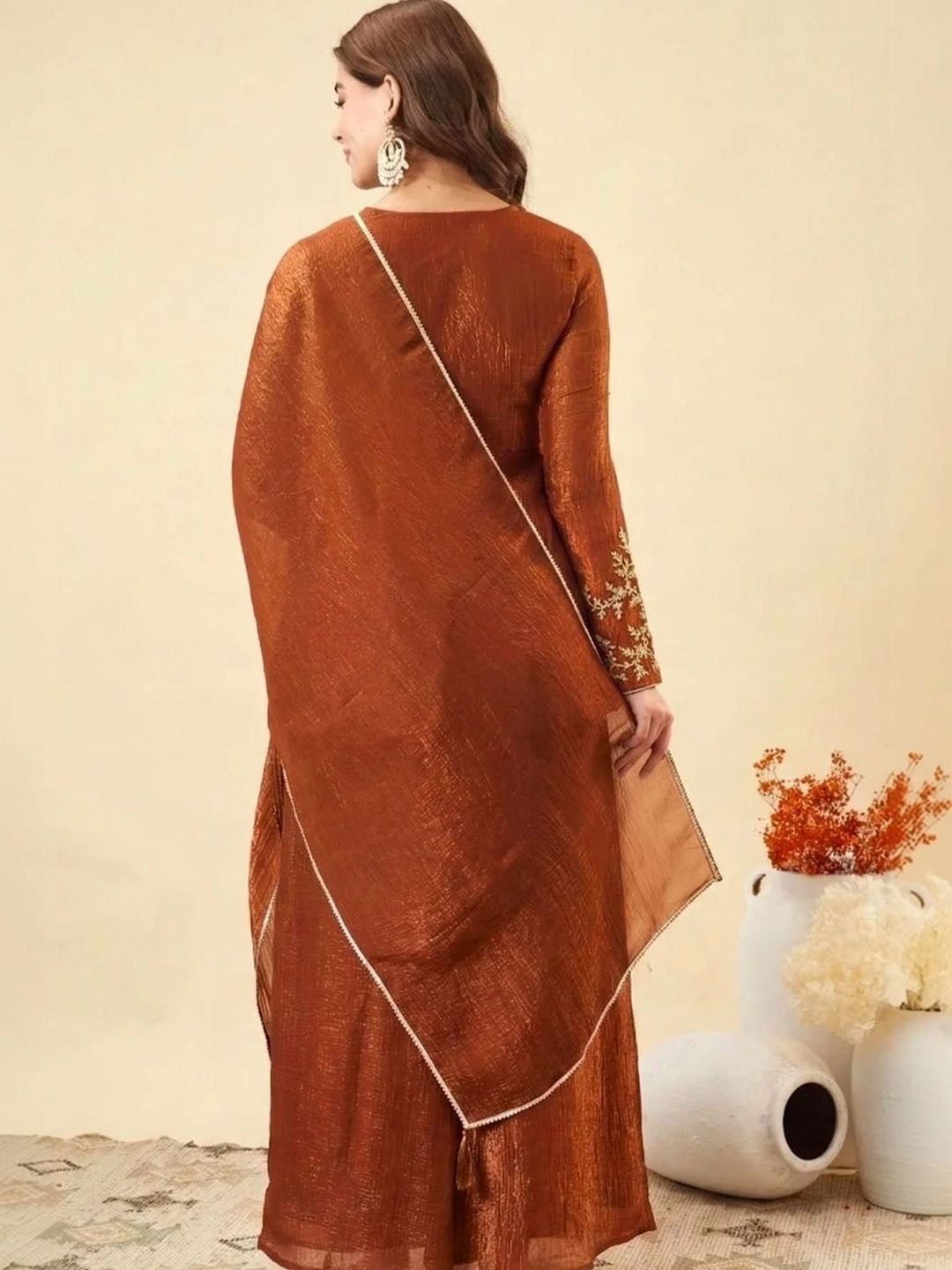SAVALIYA CREATION Ethnic Motifs Embroidered Handloom Empire Anarkali Kurti - Image 3