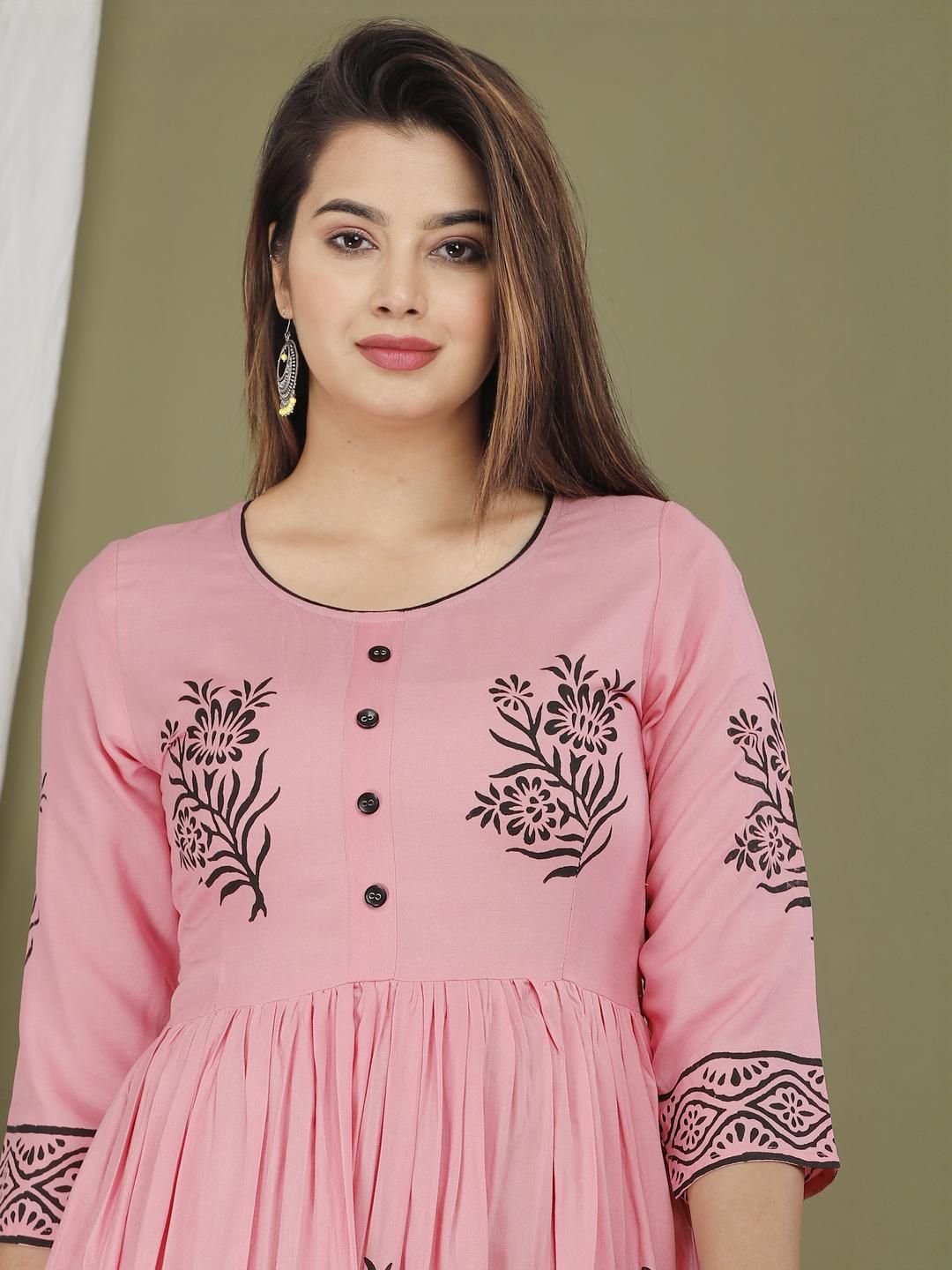PRIYAGANI GARMENTS Women Pink Viscose Rayon  Kurtis - Image 2