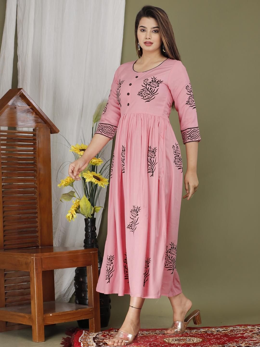 PRIYAGANI GARMENTS Women Pink Viscose Rayon  Kurtis - Image 3