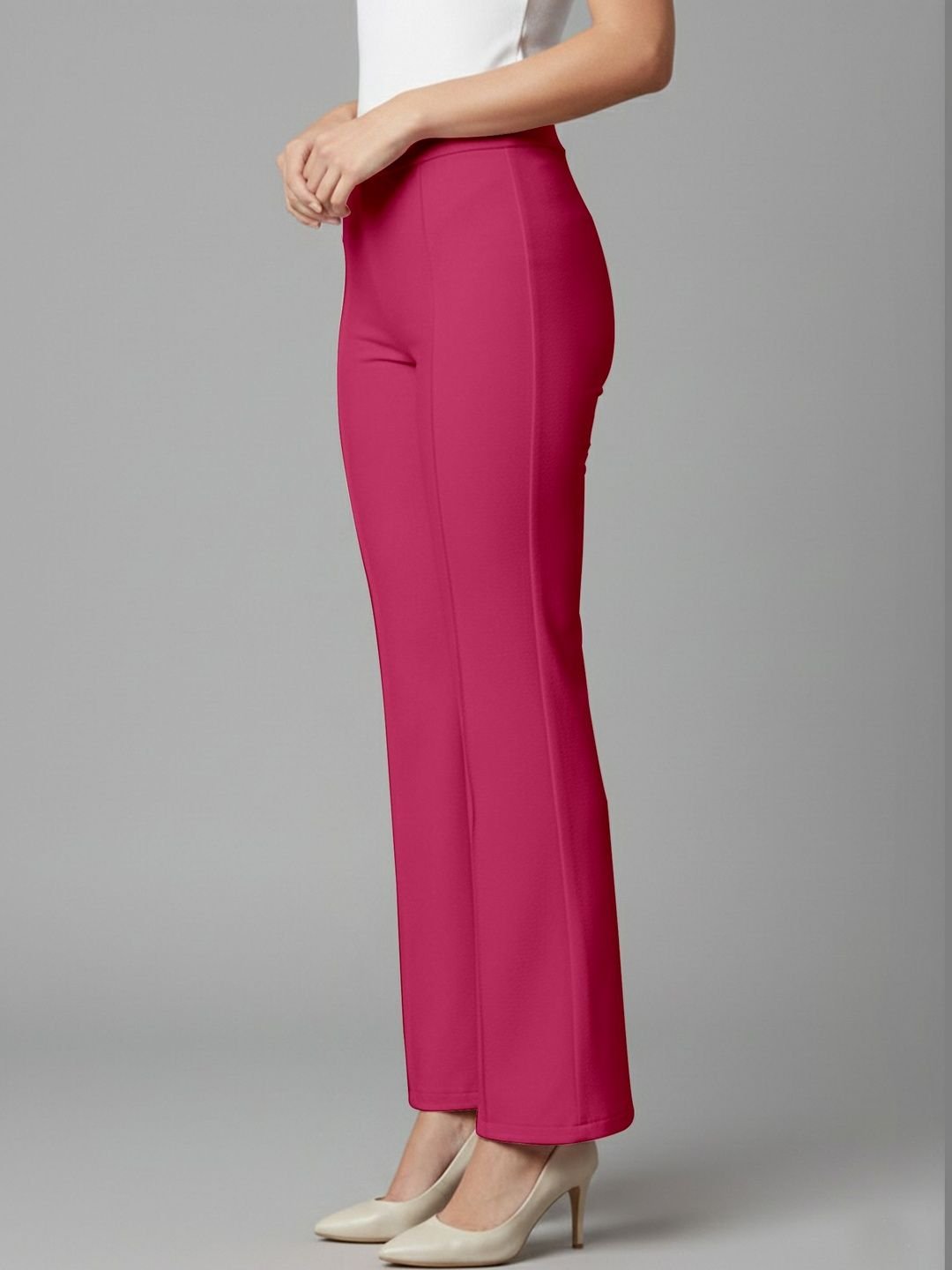 Mehrang Women Solid High Rise Bell Bottom Trouser - Image 3