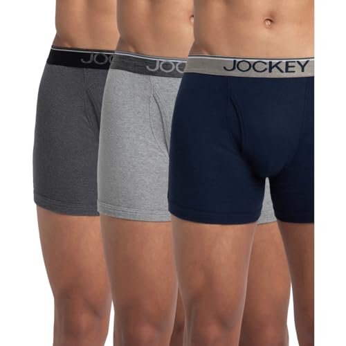 Jockey 8009 Men Super Combed Cotton Rib Solid Boxer Brief with Ultrasoft and Durable Waistband_(Pack of 3)