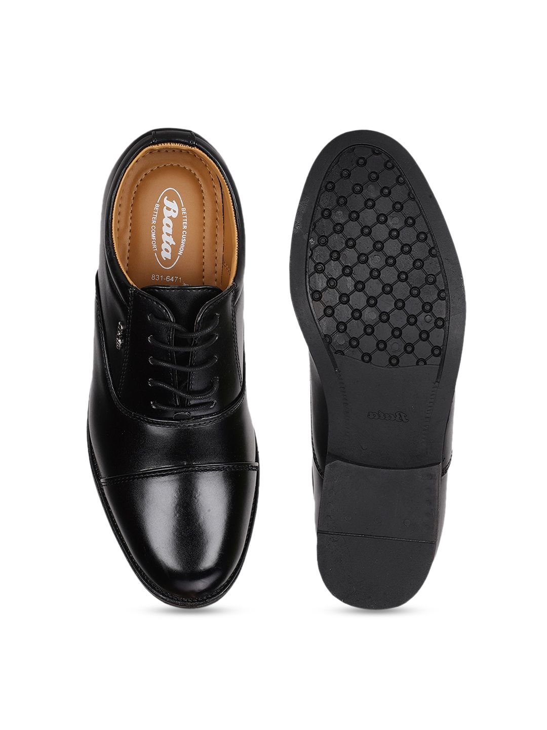 Bata Men Black Solid Formal Oxfords - Image 4