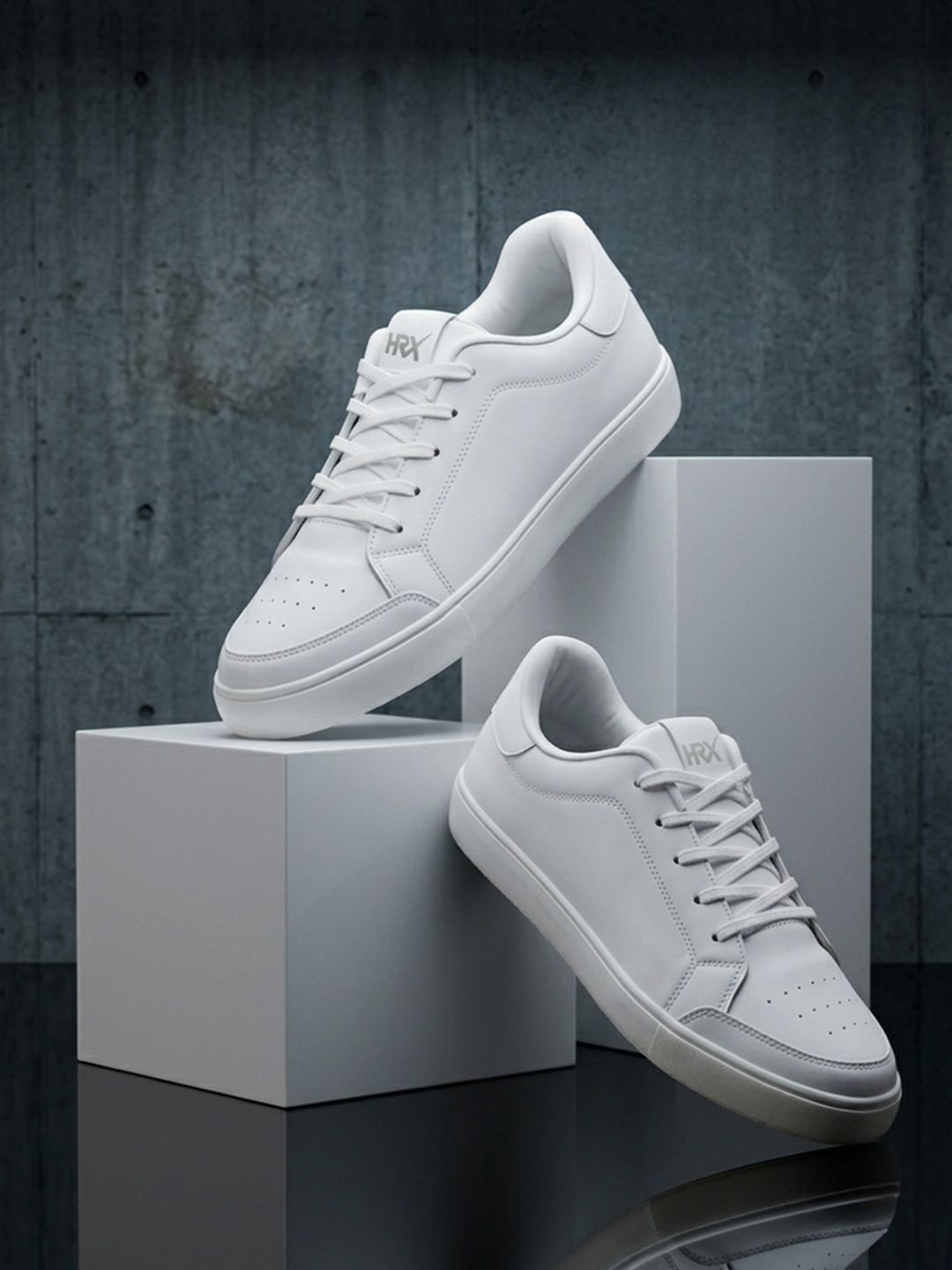 Men White Perforations Comfort Insole Basics Sneakers
