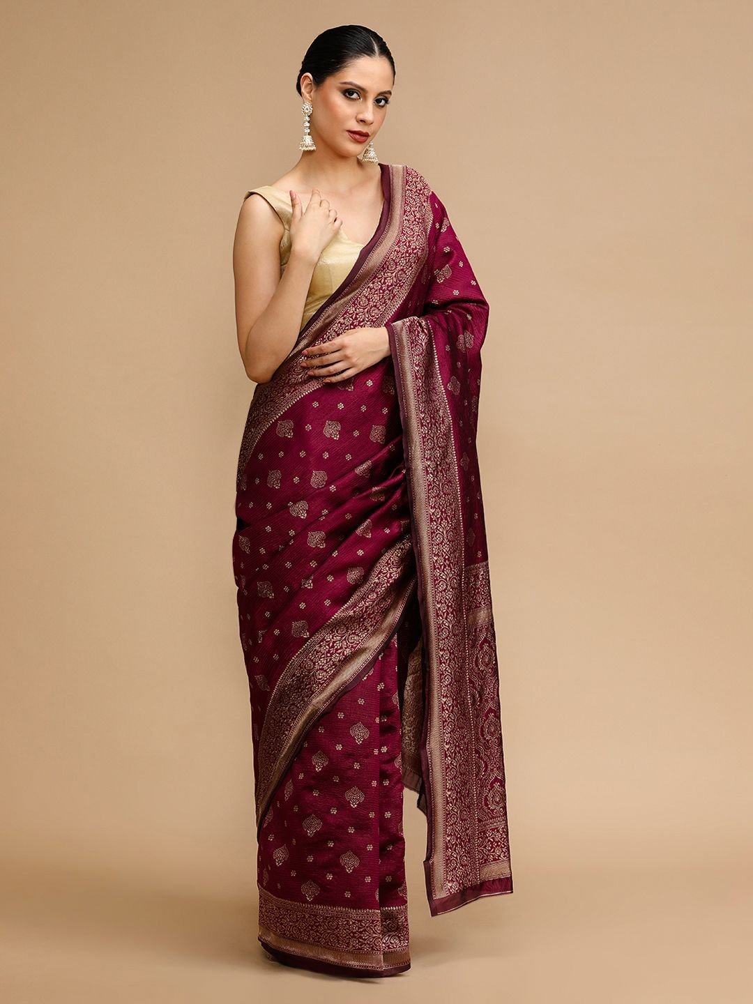 House of Pataudi Woven Design Banarasi Saree With Unstitched Blouse - Image 2