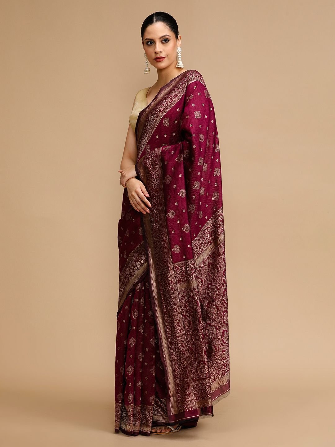 House of Pataudi Woven Design Banarasi Saree With Unstitched Blouse - Image 3